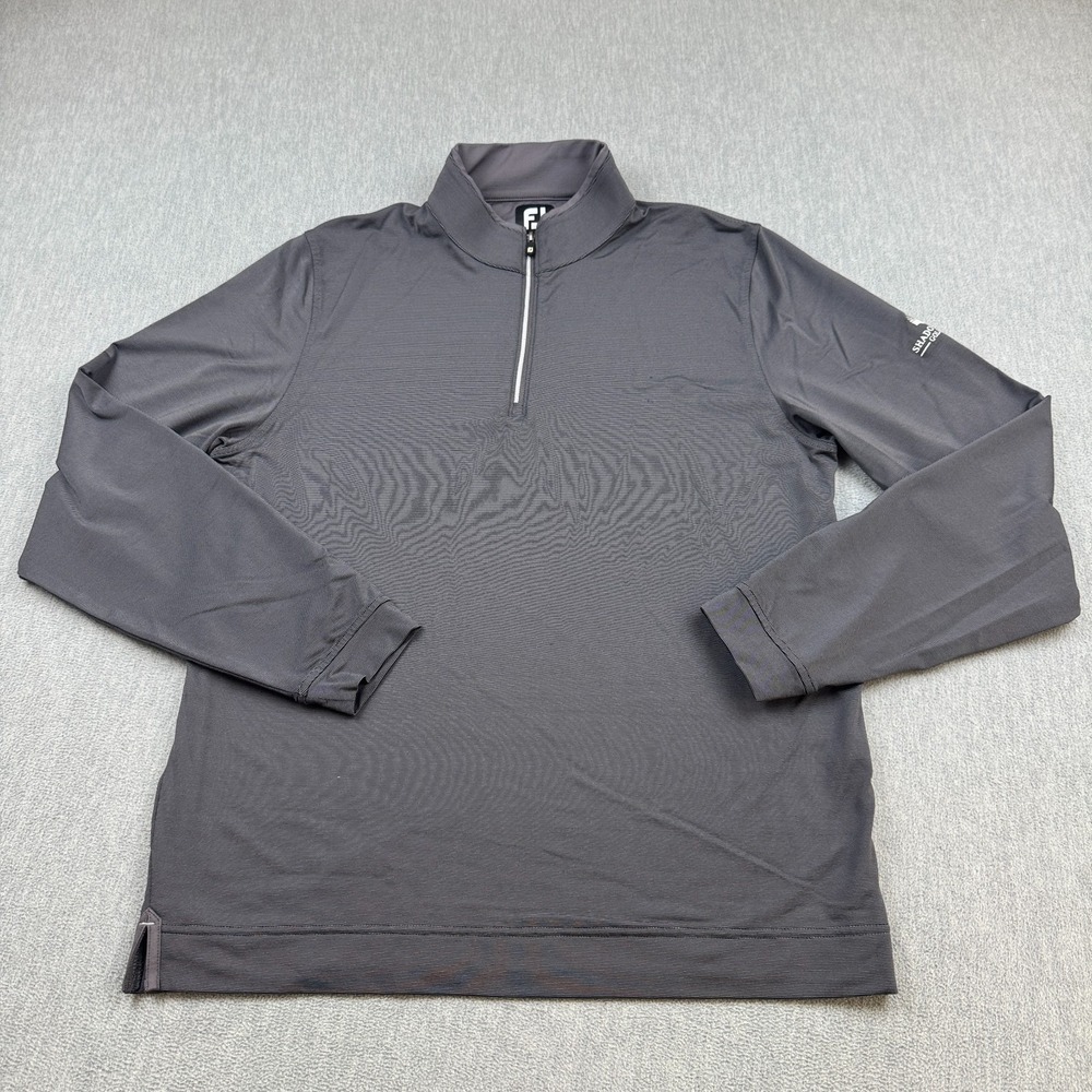 Footjoy Shirt Men Medium Gray Lightweight Striped 1/4 Zip Golf Pullover Logo